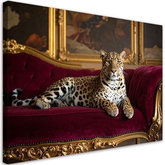 Feeby Impresi&oacute;n De Imagen, Leopardo Tumbado En Un Sof&aacute; Animales Glamour, 100x70