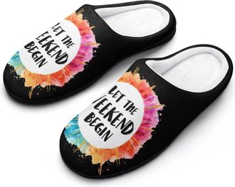 Generic Let The Weekend Begin Slippers Men Winter Warm Cotton Anti-Slip Indoor Slip-Ons House Shoes