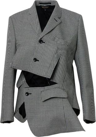 Comme Des Garçons houndstooth-pattern cutting-out jacket - women - Wool/Cupro - M - Grey