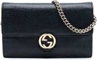 Gucci Pre-owned Gucci Leather Interlocking G Dollar Wallet on Chain Ladies 510314 0416