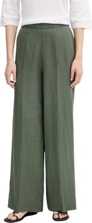 Benetton Palazzo Broek - Dames - Wijde Broeken - Groen - S - Linnen - Broeken