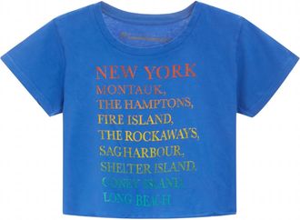 Prince Peter Womens New York Beaches Cropped Tee In Blue