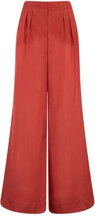 Alberta Ferretti Wijde broek met hoge taille - Dames - Wijde Broeken - Rood - L - Broeken