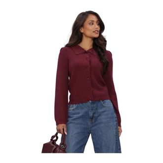 Object Object - Parya Thess L/S Re Knit Cardigan - Dames - Truien - Rood - Maat: L Zijde