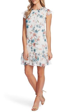 CeCe by Cynthia Steffe Expresive Lillies Flutter Sleeve Dress in Soft Ecru at Nordstrom, Size X-Small