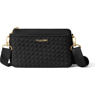 Baggallini Perry Woven Crossbody in Black Woven Twill at Nordstrom