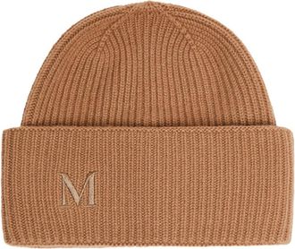 Max Mara Cammello Brown Logo Beanie Hat