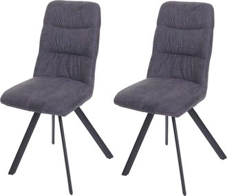 Hhg Hhg - Lote De 2 Sillas De Comedor 595, Silla De Cocina Silla, Posici&oacute;n Autom&aacute;tica Giratoria, Terciopelo, Antracita