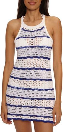 BECCA by Rebecca Virtue Shore Break Pointelle Knit Cover-Up Dress in Navy at Nordstrom, Size Medium