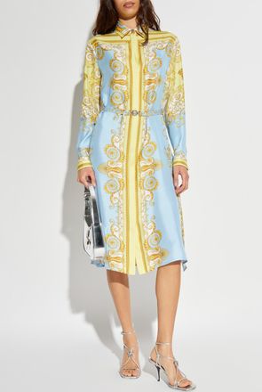 Versace Silk Dress With Belt, Womens, Multicolour