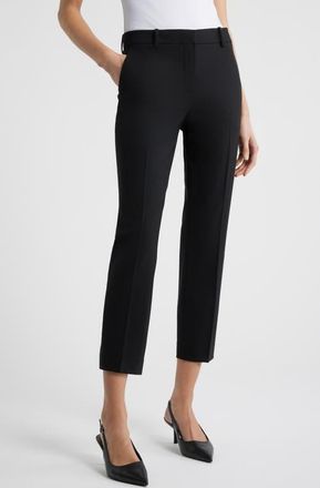 Theory Treeca Wool Blend Crop Pants in Black at Nordstrom, Size 00