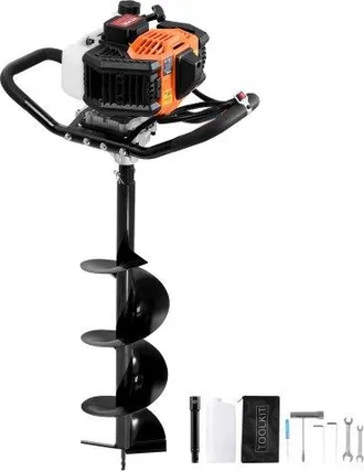 OEM Excavadora De Pozos A Gasolina De 52 Cc Y 1450 W Barrena Para Postes A Gasolina Con Brocas De 200 Mm Y 1 Varilla De Extensi&oacute;n Para Vallas De Postes, C