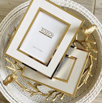 Tozai Home Twos Company 5X7 Frame In White Python