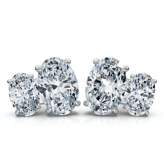 Pompeii3 Certified 3Ct Oval Cut Toi Et Moi Diamond Earrings 14k Gold Lab Grown