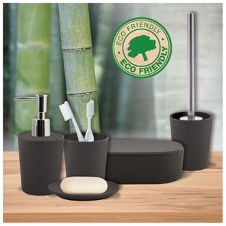 Spirella Spirella - Set De 5 Accesorios De Ba&ntilde;o En Fibra De Bamb&uacute; Takeo Gris Antracita