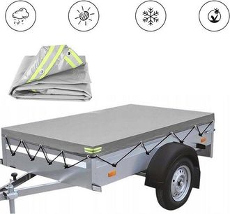 OEM Lona Para Remolque Con Cord&oacute;n Y Franjas Reflectantes - Gris - 207 X 114 X 10 Cm