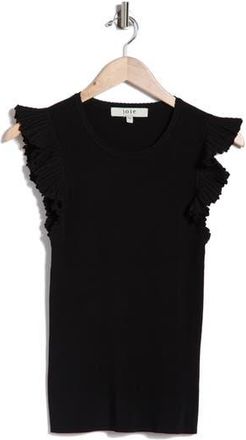 Joie Sleeveless Scalloped Flutter Sleeve Top in Black at Nordstrom Rack, Size X-Small