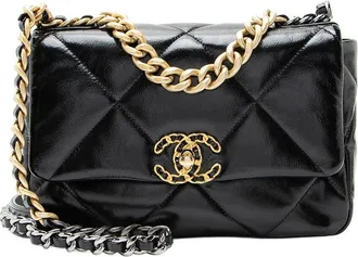 Chanel Black Quilted Shiny Calfskin 19 Medium Flap Shoulder Bag (Authentic Pre-Loved)