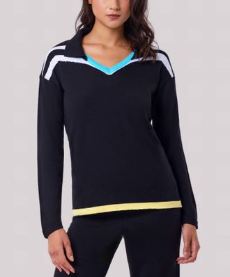Angel Color Block Top In Black/multi