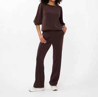 Esqualo Twisted Sleeve Modal Sweater In Chocolate