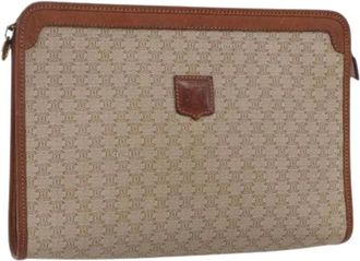 Celine Pre-owned Clutches, female, Beige, Size: ONE SIZE Pre-owned Vintage Canvas Clutch