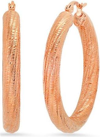 HMY Jewelry 40mm Textured Hoop Earrings in Rose at Nordstrom Rack