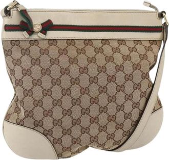 Gucci Pre-owned Canvas Cross Body Bag - Dames - Vintage Schoudertas - Beige - ONE Size - Vintage