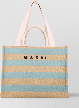 Marni striped dual handle tote bag
