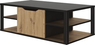 Diagone Mesa de centro con almacenaje central - Efecto roble y negro