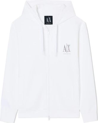 A|X Armani Exchange Sweatshirt met rits - Heren - Vesten met rits - Wit - M - Katoen - Hoodies & sweatvesten