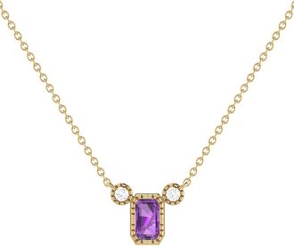 LuvMyJewelry La Vie Emerald Cut Amethyst & Diamond Pendant Necklace - 0.23ct. in 14K Yellow Gold at Nordstrom Rack
