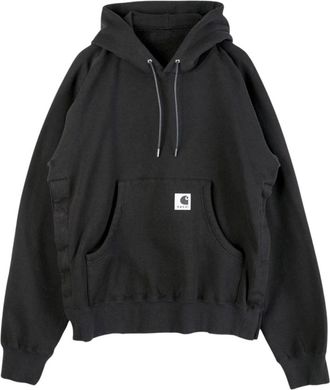 sacai Hoodies, female, Black, L, Cotton Jersey Hoodie