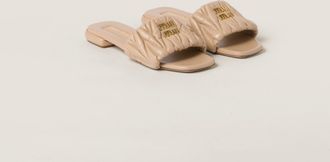 Miu Miu Matelassé nappa leather slides