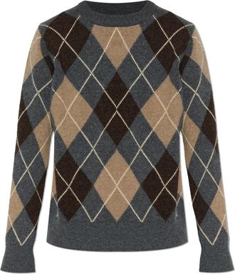 &Daughter Ava Argyle Crewneck - Dames - Truien - Beige - Maat: XS Wol