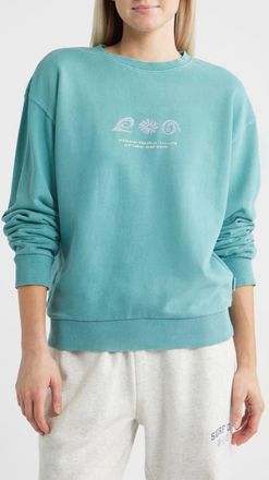 Rip Curl Sunset Surf Relaxed Cotton Graphic Sweatshirt in Dusty Turquoise at Nordstrom, Size Xx-Small