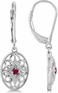 Allurez Leverback Vintage Ruby Earrings in Sterling Silver (0.06ct)