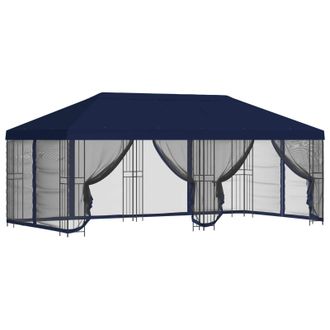 vidaXL Gazebo Con Paredes Laterales 6 X 3 M Azul Poli&eacute;ster Y Acero 190 Vidaxl