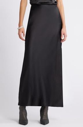 Open Edit Bias Cut Maxi Skirt in Black at Nordstrom Rack, Size Medium