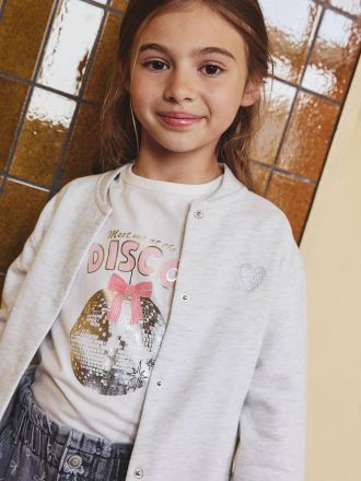 Vertbaudet M&auml;dchen Shirt mit Metallic-Print und Recycling-Baumwolle wei&szlig;