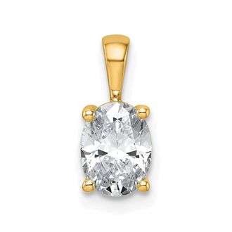 Diamond2Deal 14k Yellow Gold 1 Ct Oval Cut Lab Grown Diamond Pendant