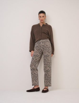 Nobody's Child Leopard Print Mid Rise Camden Tapered Jeans