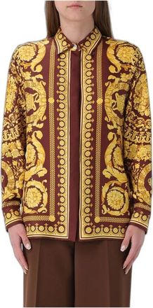 Versace Barocco Print Zijden Shirt - Dames - Overhemden - Veelkleurig - S - Overhemden