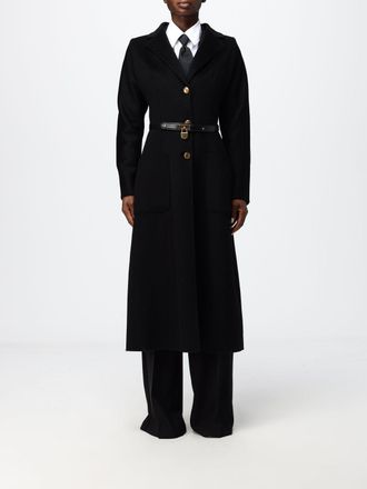 Elisabetta Franchi Cappotto lungo monopetto in pura lana con cintura in vita