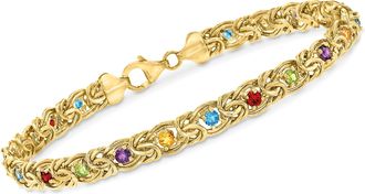 Ross-Simons Multi-Stone Byzantine Bracelet in 14kt Yellow Gold