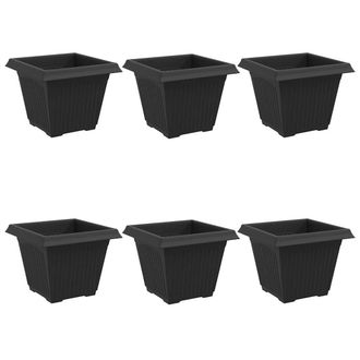 vidaXL Maceta Cuadrada Para Flores 6 Pcs Negro 38 X 38 X 30 Cm Vidaxl