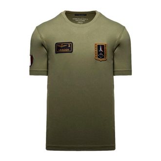 Aeronautica T Shirt Con Patch Frecce Tricolori - Heren - T-shirts - Groen - XL - Katoen - Tops
