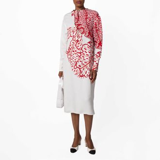 Ferragamo Ferragamo Long Sleeve Floral Print Midi Dress