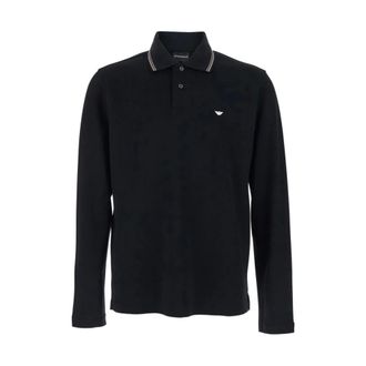 Emporio Armani Polo Shirts, male, Black, Size: 2XL Long-sleeved Polo Shirt