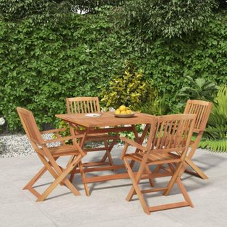 vidaXL vidaXL Set da Pranzo per Giardino 5 pz in Legno Massello di Acacia