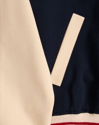 Valentino Bomber In Lana E Cotone Con Vlogo E Le Chat De La Maison Patch Uomo BLU/BURRO 44